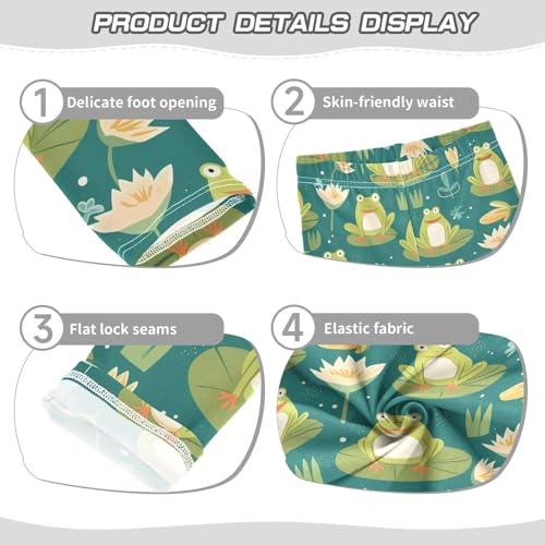 Cute Cartoon Frogs Girls' Leggings Toddler Doodles Lily Pads Kids Yoga Pants Dance Active Tights 4T3