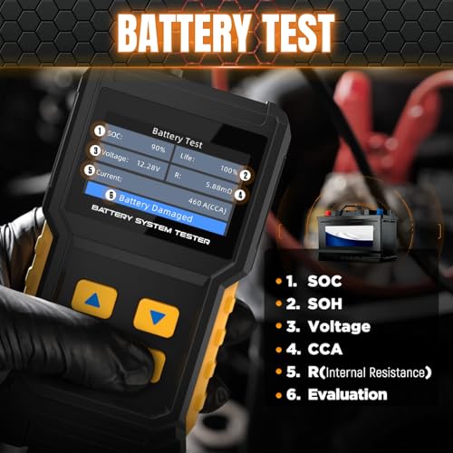Car Battery Tester 12V 24V Automotive Battery Load Tester 30-2000 CCA, Auto Alternator Tester Charging Cranking System Testing for Car Truck Motorcycle ATV SUV Boat - Thumbnail 3