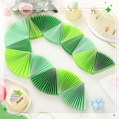 Image of 3 Pack Wedding Paper Fans Garland 15.6ft Colorful Background Ceiling Hanging Decorations Paper Garland Decorations Set for Birthday Party Supplies 3D Bachelorette Party Decorations (Green)