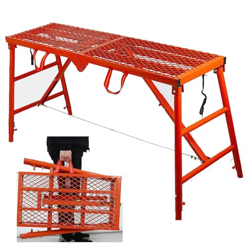 Andamio plegable portátil, plataforma de trabajo de altura ajustable, escalera portátil multiusos para limpieza de caravanas, paredes de pintura alta, decoración de paneles de yeso