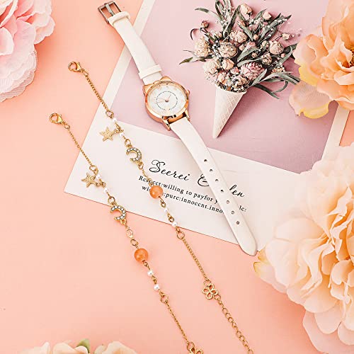 Hicarer TO-HICARER-4429 3 Pieces Kids Watch And Star Bracelet Children Quartz Watches, Including Cute Cat Pattern Watches Leather Quartz Watches 2 Pcs Beaded Chain Bracelets thumb #4