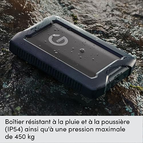 SanDisk Professional 5 To G DRIVE ArmorATD HDD portable USB C 5Gbps USB 3.2 Gen 1 Thunderbolt 3 jusqu'à 130 MB/ résistant à la poussière aux chutes aux chocs et à 'eau - vue 4