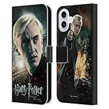 Head Case Designs Officially Licensed Harry Potter Draco Malfoy Deathly Hallows VIII Leather Wallet Case Compatible with Apple iPhone 16 Plus