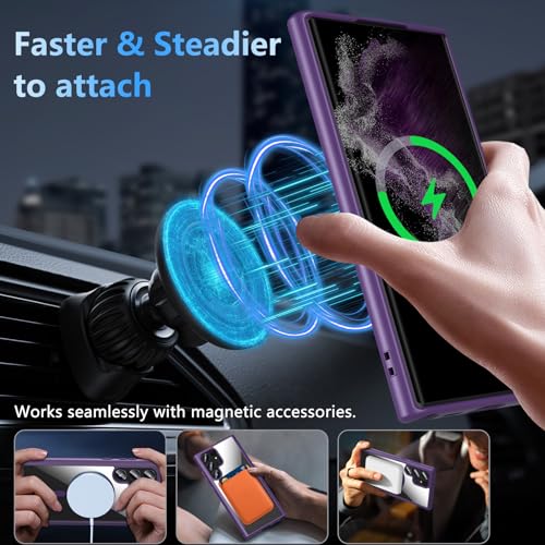 Hensinple SAMSUNG GALAXY S22 ULTRA-PURPLE For Samsung Galaxy S22 Ultra Case Magnetic, Galaxy S22 Ultra Phone Case Compatible With Magsafe Wireless Charging Translucent Back Shockproof Cover Case thumb #2