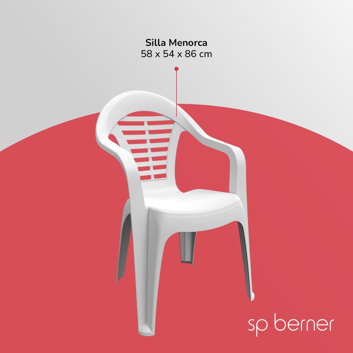 SP Berner SHAF - Pack 6 Sillas de Jardín Apilables - Exterior Terraza y Espacios Comerciales - Plástico Reciclado Resistente UV - Fabricadas en España - Modelo Menorca - Antracita