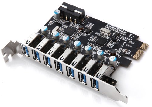 UtechSmart 7-Port Superspeed USB 3.0 PCI-E Express Expansion Card with 5V 4-Pin Power Connector for Desktops [ Chipset: Renesas ÂµPD720201 + VLI VL812 ]