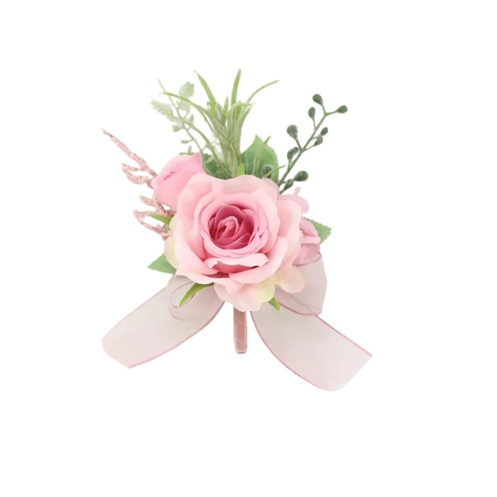 MQFBNNP Wedding boutonniere Silk Flore Groom Boutonniere Wedding Wrist Corsage Bracelet(Boutonniere-9)