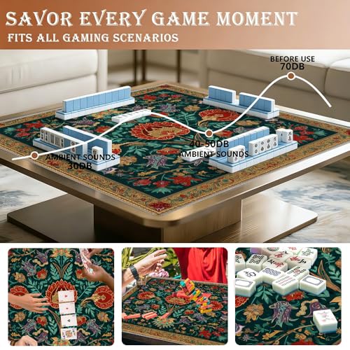 Tapete Mahjong 33x33 pulg con bolsa para juegos de mesa miniatura 4