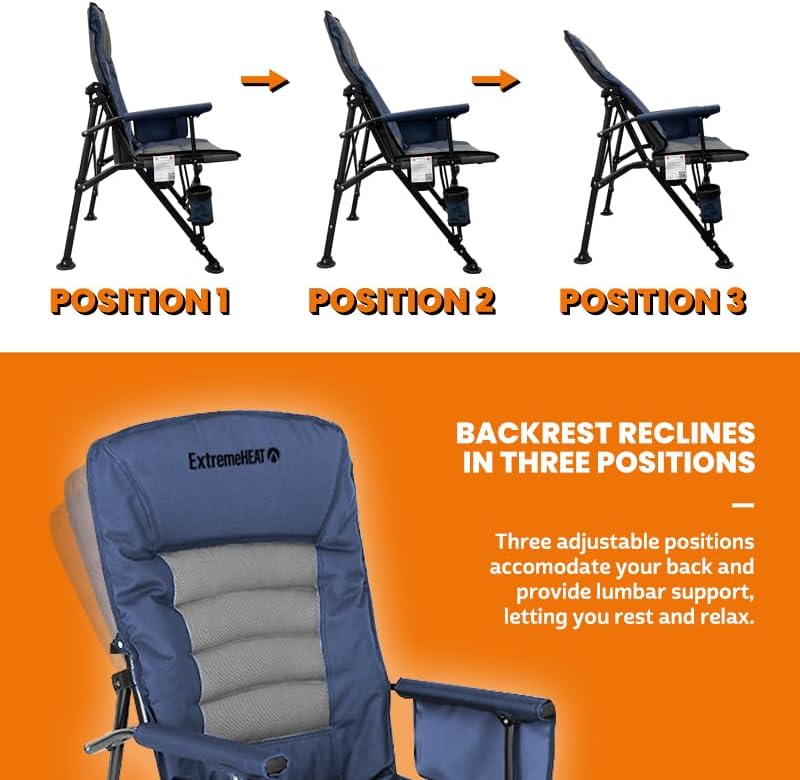 Miniatura 7 de ExtremeHEAT Silla de camping inalámbrica con batería externa de 20,000 mAh  Silla eléctrica recargable con calefacción para camping, portón trasero