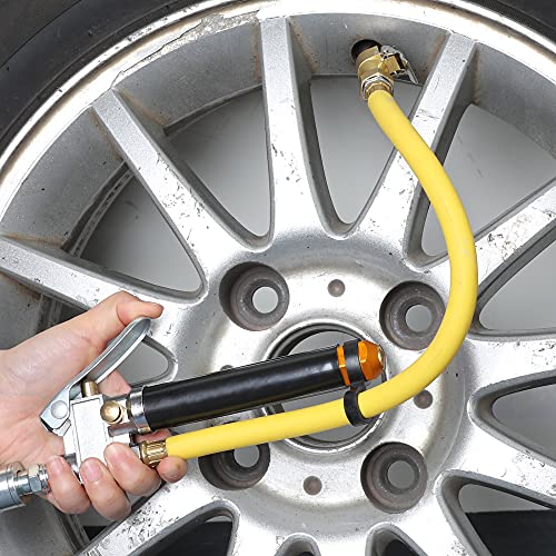 Hromee Gonflateur de pneus lourds avec jauge de pression 120PSI avec double tête Air Chuck et Lock sur Tire Chuck, Air Outils pour compresseurs et vannes de pneus