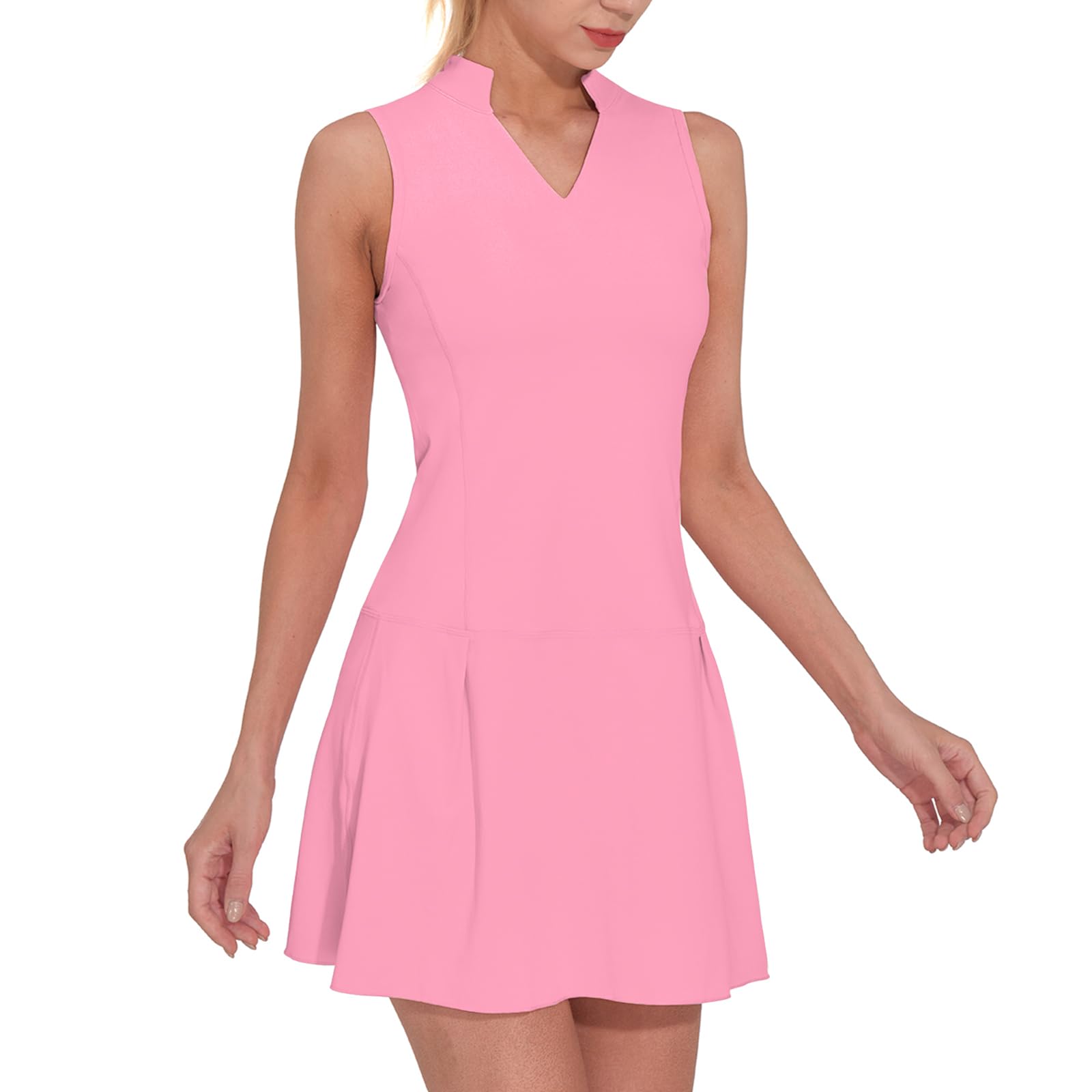 Athletic Workout Dress for Women Sleeveless Womens Golf Dress Tennis with Shorts and Pockets