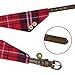 Dog Cat Collars Leather for Small Pet Adjustable Bow-tie and Scarf Puppy Collars with Bell Cute Plaid Bandana Dog Collar(2 Pack) (red Plaid)