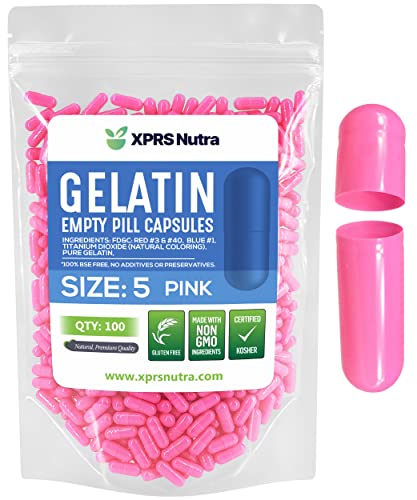 Vitamínicos, XPRS Nutra Cápsulas vacías de tamaño 5, 100 cápsulas vacías de gelatina muy pequeñas, cápsulas de píldoras vacías expresas, relleno de cápsula de...