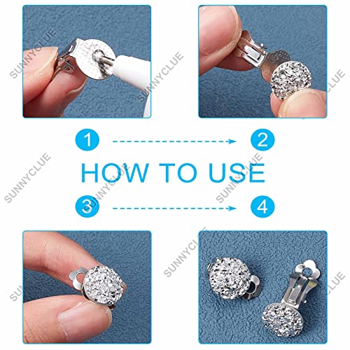 SUNNYCLUE 1 Box 30Pcs 3 Colors Clip on Earrings Findings Round Flat Back Earring Clips Stainless Steel Earring Converters Non-Pierced Earring Settings for Women Adults jewellery Making DIY Crafts - Image 4