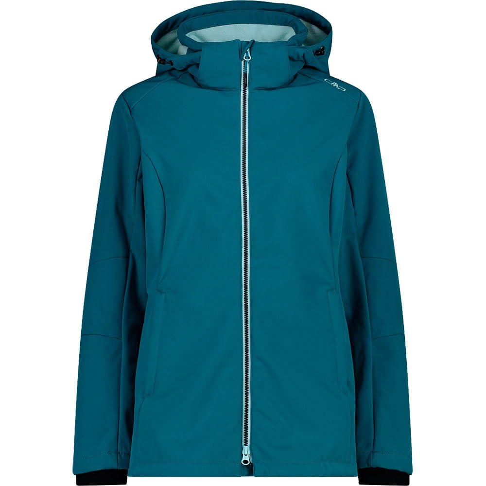 CMP Damen Giacca In Softshell Da Donna Con Cappuccio Removibile Jacke, Teal, M EU