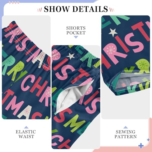 ZZXXB Colorful Merry Christmas Print Boys Long Pants Soft Trousers Elastic Waist Kids Lounge Bottoms with Pockets S-XL4