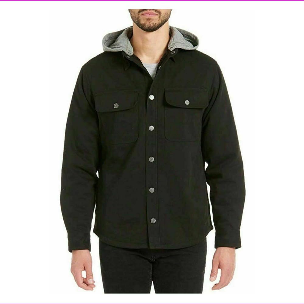 Jachs Men's Sherpa Lined Canvas Shirt Jacket (M, Black) at Amazon Jachs Men's Sherpa Lined Canvas Shirt Jacket (M, Black) at Amazon
