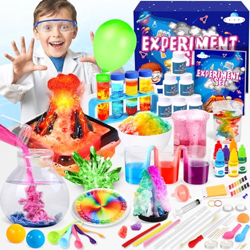 Gontence 120+ Experimente für Kinder - Spielzeug ab 4 5 6 7 8 9 10 Jahre Jungen MäDchen - Kristalle Züchten, Chemiebaukasten, Vulkanausbruch - Spiele Geschenk Junge