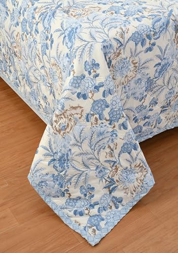 Image of IVAZA Luxury Ultrasonic Punch AC Comforter Blanket - Quilted Microfiber Floral Pattern, Lightweight Breathable All‑Season Blanket for Bedroom, Travel (Singled Bed,228x152 CM) Firozi
