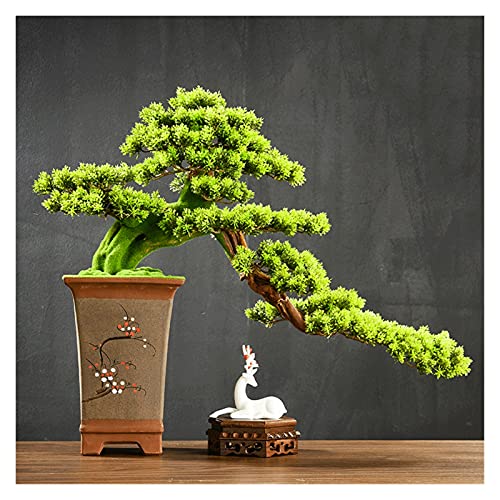 HDMOZUYT Árbol bonsái artificial de 21 pulgadas, árbol de pino bonsái sintético, plantas falsas, jarrón de cerámica, árbol en maceta, bonsái de pino artificial de bienvenida utilizado para decoración