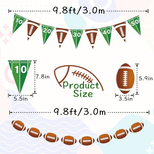 4 Pieces Football Party Decorations, Football Paper Garland with Triangle Flags Banner for Sports Theme Birthday Party Decorations Game Day Tailgate Party Supplies - Image 4