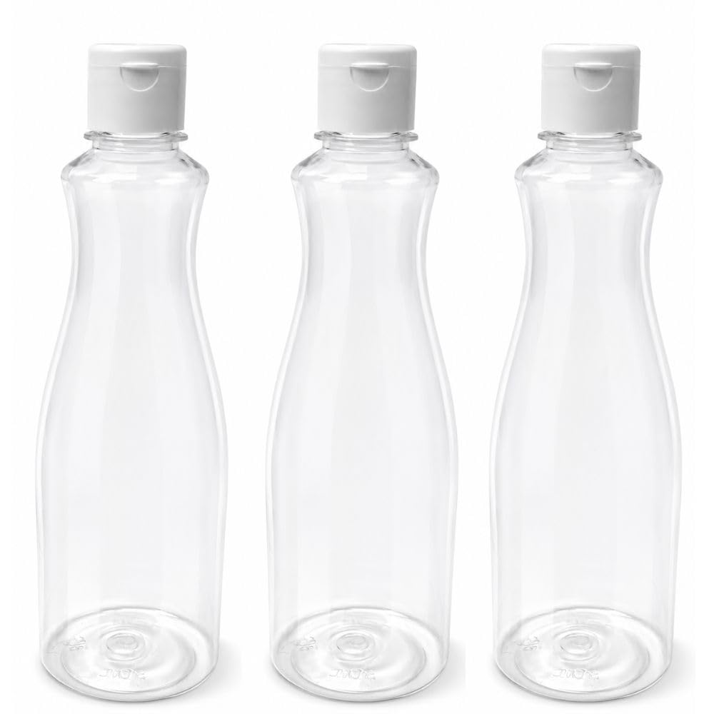 Empty Plastic Bottle 500ml, Transparent Refillable Travel Bottle with Flip Top Cap, Clear Liquid Storage Bottle for Shampoo, Lotion, Liquid Soap, Conditioner & Personal Care Toiletries (Pack of 3)-picture-39