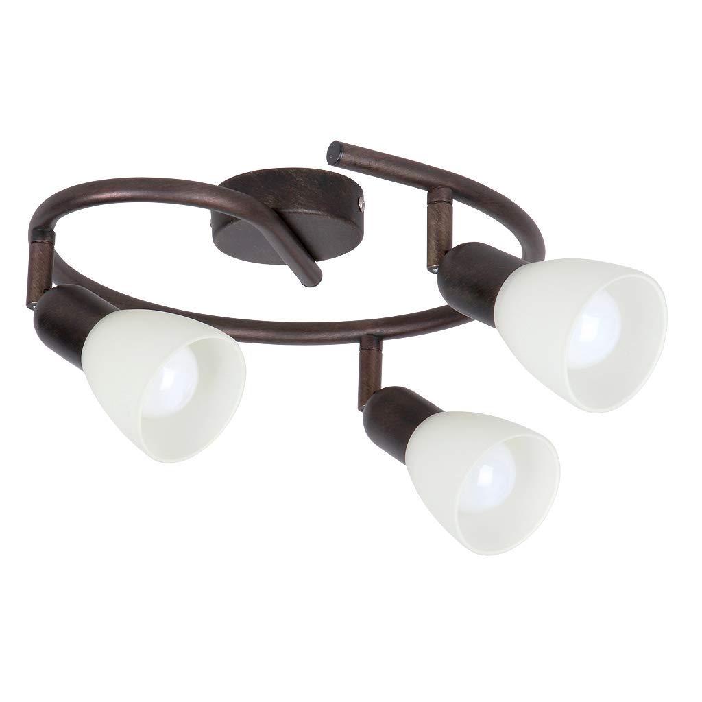 Rabalux Soma 6591 Spot Marron Antique | Verre Métal | Ideal pour Salon et Chambre | Lumière Douce et Élégante | 3 Flamme