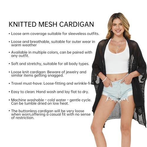Image of STARWHISPER Open Front Cardigans Crochet Coverups for Women Lightweight Cardigan Sweaters for Women Mesh Cardigan Sweaters