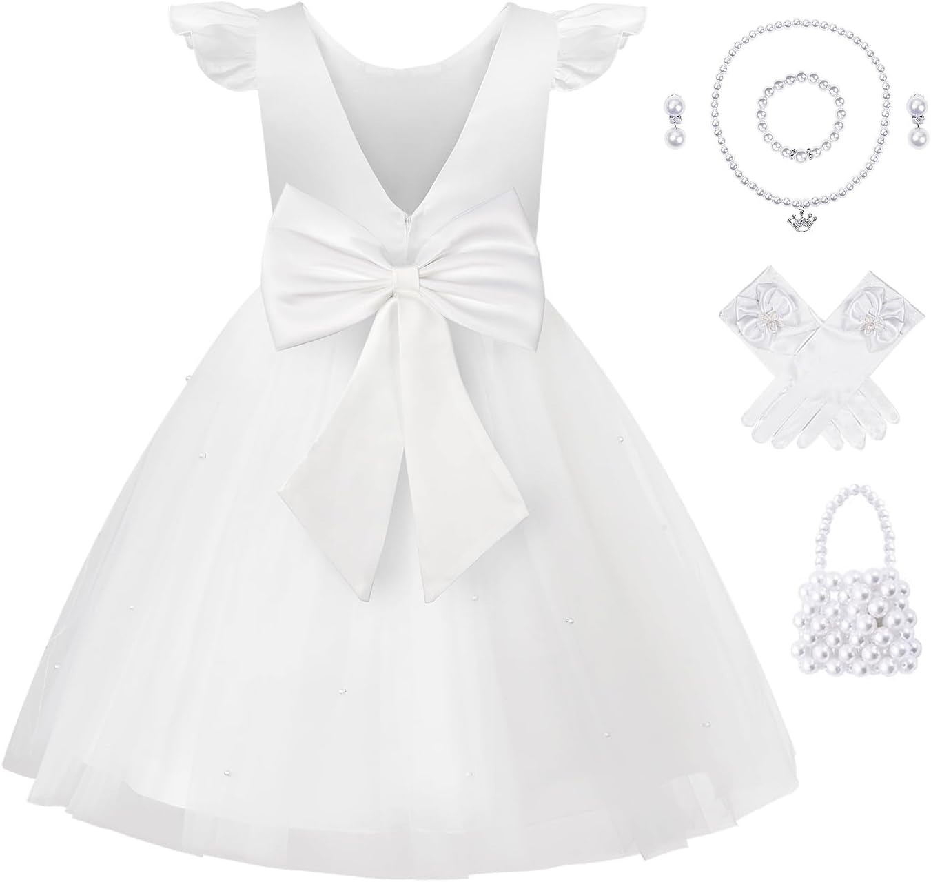 JerrisApparel Flower Girl Dress V-Back Birthday Wedding Communion Party Ball Gown