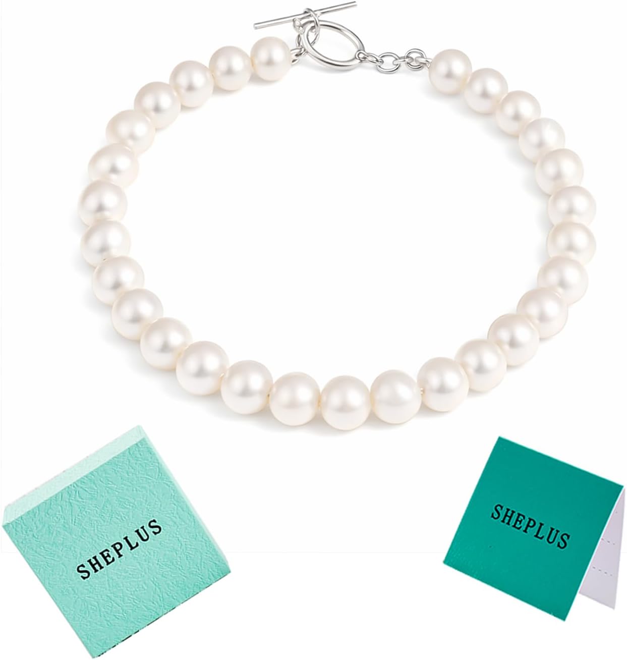 Sheplus 925 Sterling Silver Freshwater Cultured Pearl Tennis Bracelet,Formal Stretch Genuine Pearl Jewelry for Wife Mom Girlfriend,Mothers Day