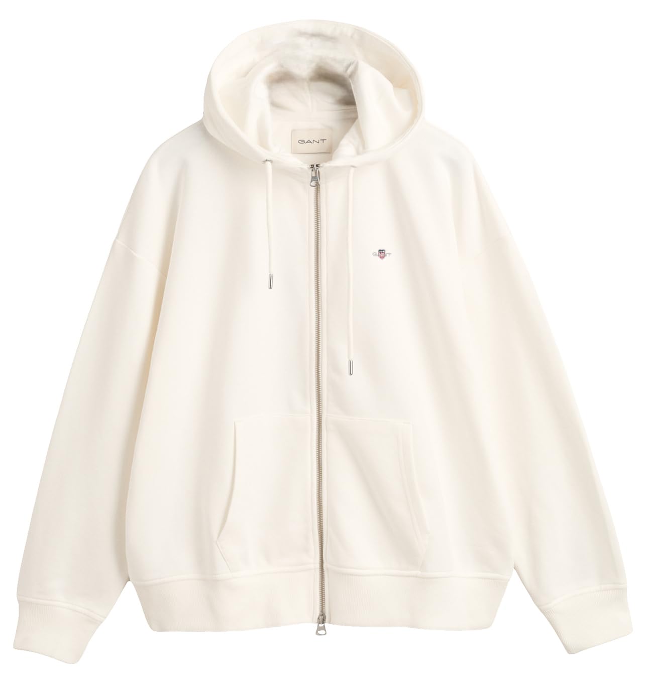 GANT Women's Shield Zip Hoodie Hooded Sweatshirt, Eggshell, S