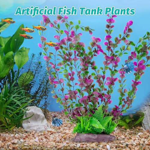 Image of Hamiledyi Aquarium Plastic Plants Aquarium Decor Artificial Fish Tank Plants,Tall Fish Tank Decorations, Extra Large Aquarium Plant 20.4-inch Tall,1PCS