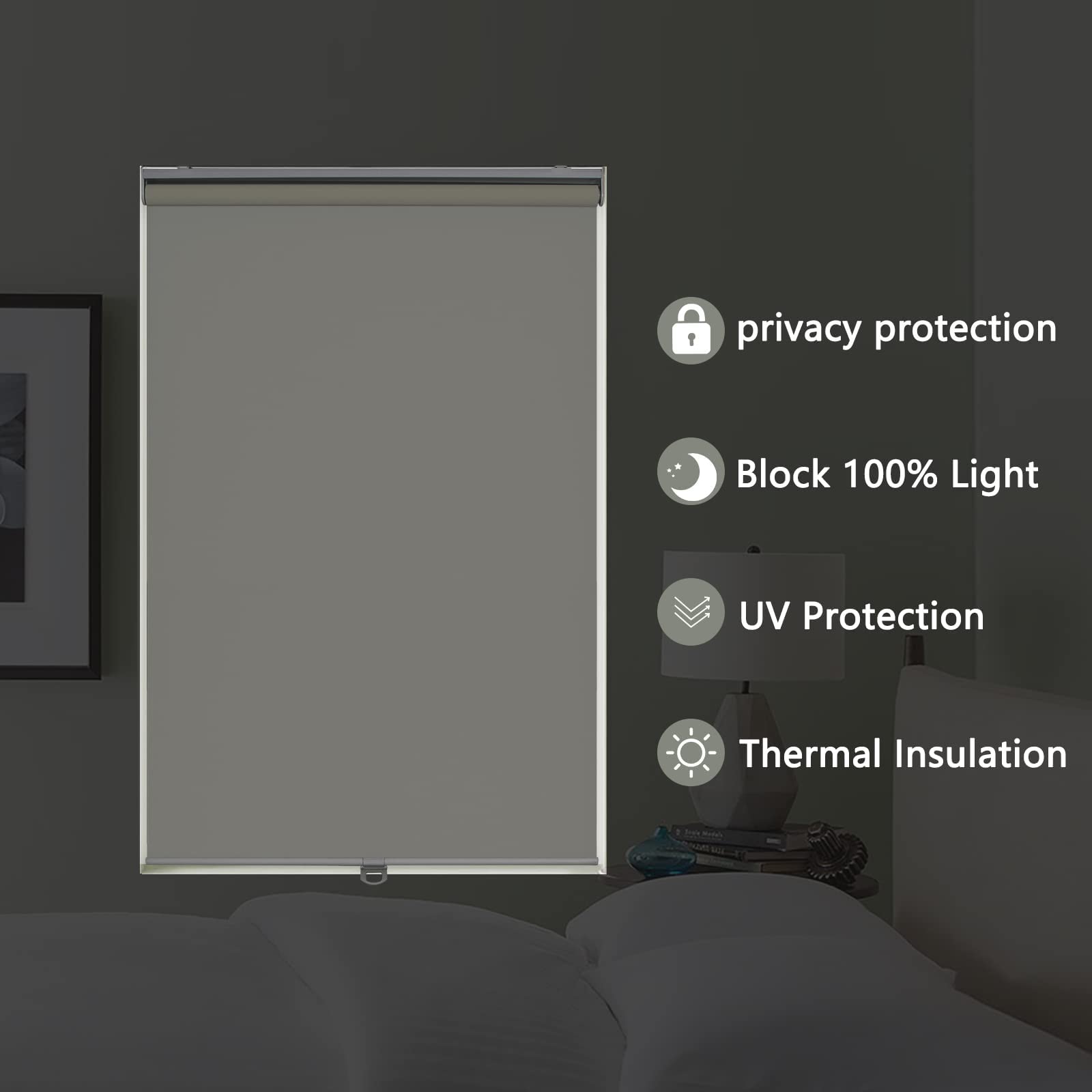 AOSKY Roller Window Shades Blackout Blinds for Windows Cordless Bedroom Shade Room Darkening Shades Door Blinds with Thermal Insulated Easy to Install for Home Office Bathroom W26xL72 Ivory White