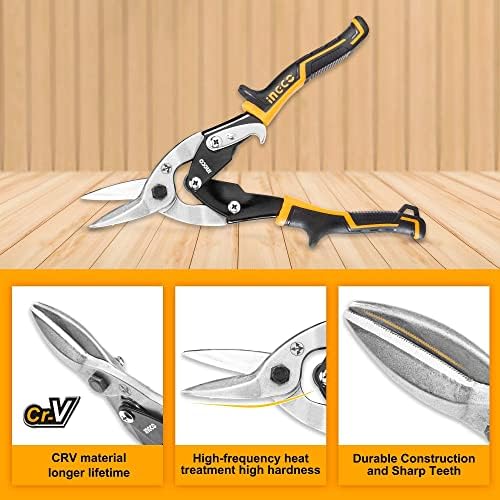 INGCO Tin Snips Aviation Snip Set Left Right Straight Cut Snips for Sheet Metal Cutting Pliers Nippers Snip HTSNK0110