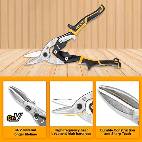 Ingco 3 Pack Aviation Tin Snips Set Left Right Straight Offset Tin Cutting Shears 10 Inch Metal Cutter Pliers Nippers Snip For Sheet Metal With Comfortable Grips Htsnk0110 #TOP6