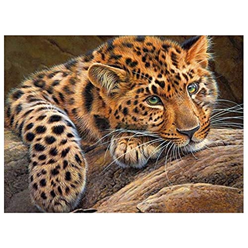 Broderie diamant guépard 70x120cm : kit complet anti-stress pour occuper vos weekends créatifs