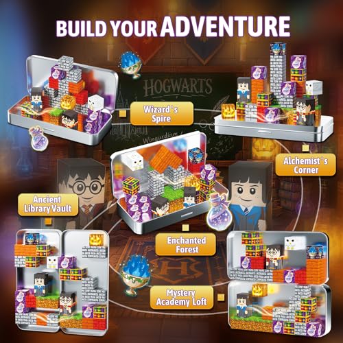 Image of Magnetic Blocks Magic World Travel Toys, 35 PCS Mini Magnetic Building Cubes with Metal Storage Case for Kids Ages 3-8, STEM Montessori Construction Toys for Toddlers, Airplane & Car Ride Essentials