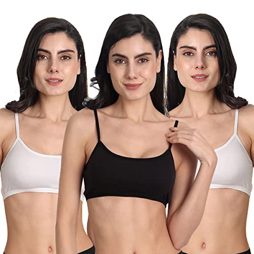 Image of Aimly Women's Cotton Non-Padded Non-Wired Low Coverage Sports Bra Pack of 3