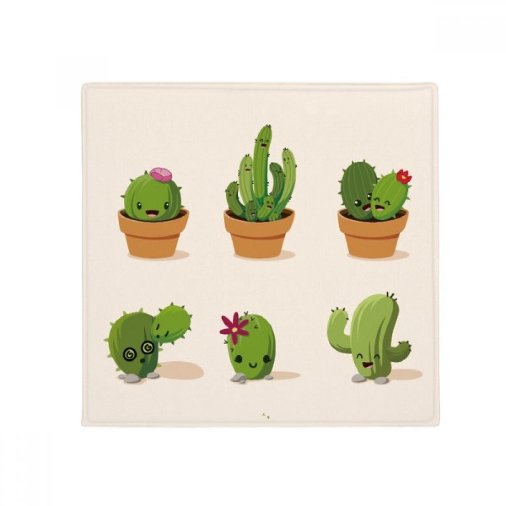 Illustration cactus tapis de sol carré, idée cadeau originale de 60cm