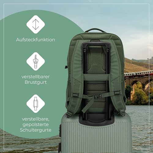 Travelite Rucksack aus wasserabweisendem Material, gepolstertes Laptop Fach 15,6 Zoll, BASICS Tagesrucksack mit Aufsteckfunktion, 48 cm, 28 Liter, 900 Gramm