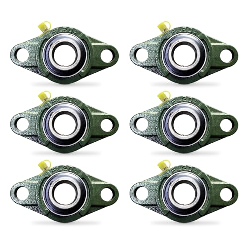 UCFL204-12 Pillow Block Bearing - Pack of 6 Flange Mounted Pillow Block Bearings - Chrome Steel Bearings with 3/4" Bore, Self Alignment