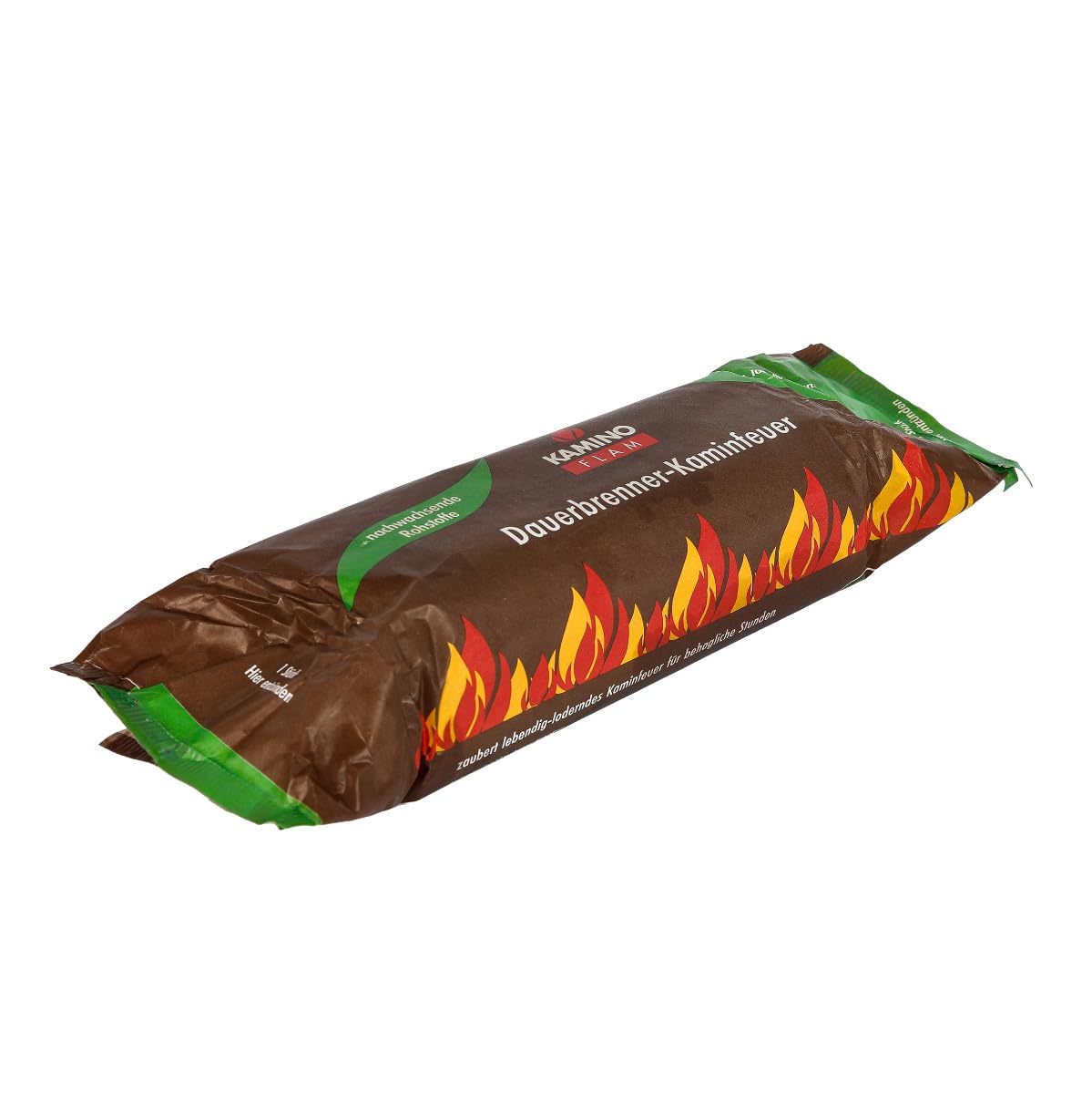 10 Stück KaminoFlam® Dauerbrenner-Kaminfeuer, 100% nachwachsende Rohstoffe, für Kaminofen, Kachelofen, Holzofen