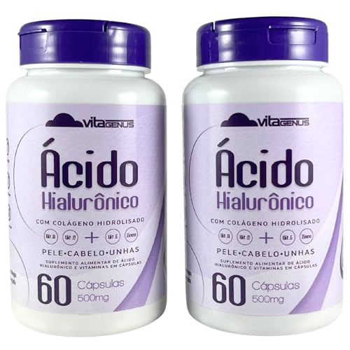 Kit 2x Ácido Hialurônico Colágeno Hidrolisado 60 Cápsulas VitaGenus