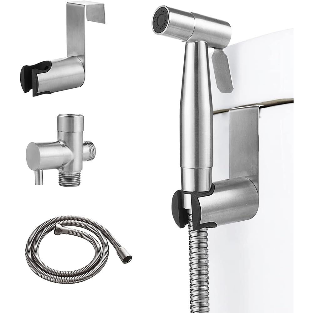 FES Handheld Bidet Sprayer for Toilet Stainless Steel Material Adjustable Pressure Control Bidet Faucet Diaper Sprayer Set with