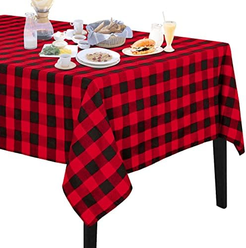 MoKoHouse Christmas Tablecloth Plaid Tablecloth 56x84 inch Black and Red Buffalo Checkered Table Cloth for Party Decoration