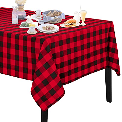 Mokohouse Christmas Tablecloth Plaid Tablecloth 56X84 Inch Black And Red Buffalo Checkered Table Cloth For Party Decoration #TOP15