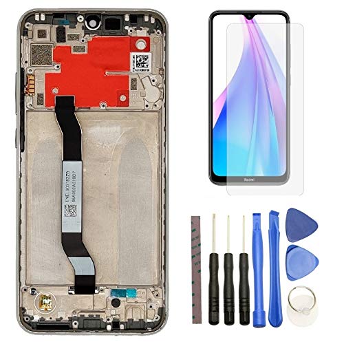 Hypak Pantalla IPS LCD para Xiaomi Redmi Note 8T (Completa con Marco) Repuesto Cristal Tactil Digitalizador (Plata)