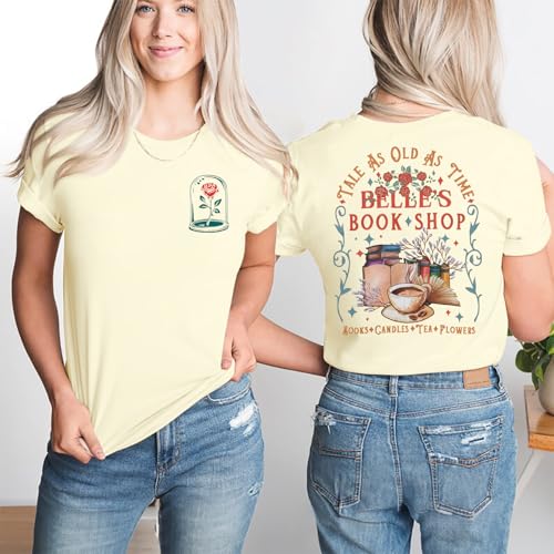 Princess Shirt for Women Belle's Book Shop Shirts Beauty Vacation Short Sleeve Tops Book Lover Gift4