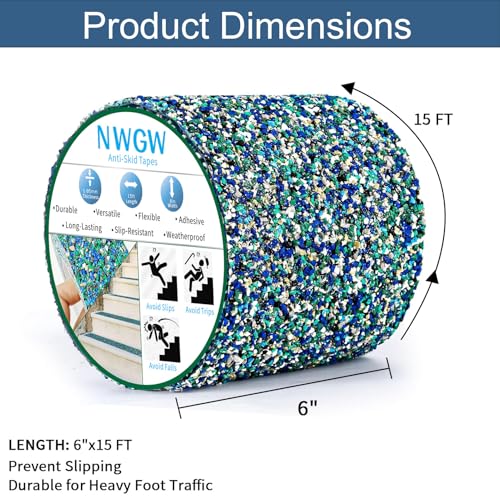 Image of Heavy Duty Anti Slip Tape6 x15FT - Blue Purple Grit Rubber Grip Tape for Stairs, Pool, Bathroom & Outdoor Safety | Waterproof Non-Slip Traction Strips Indoor /Shower /Trail