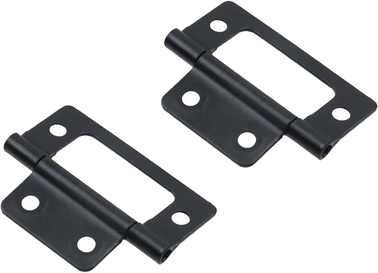 LC LICTOP 2in Small Butt Hinge Non Mortise Bifold Iron Hinge for Wooden Box Toolbox Jewelry Cases Light Duty Applications Black 4Pcs